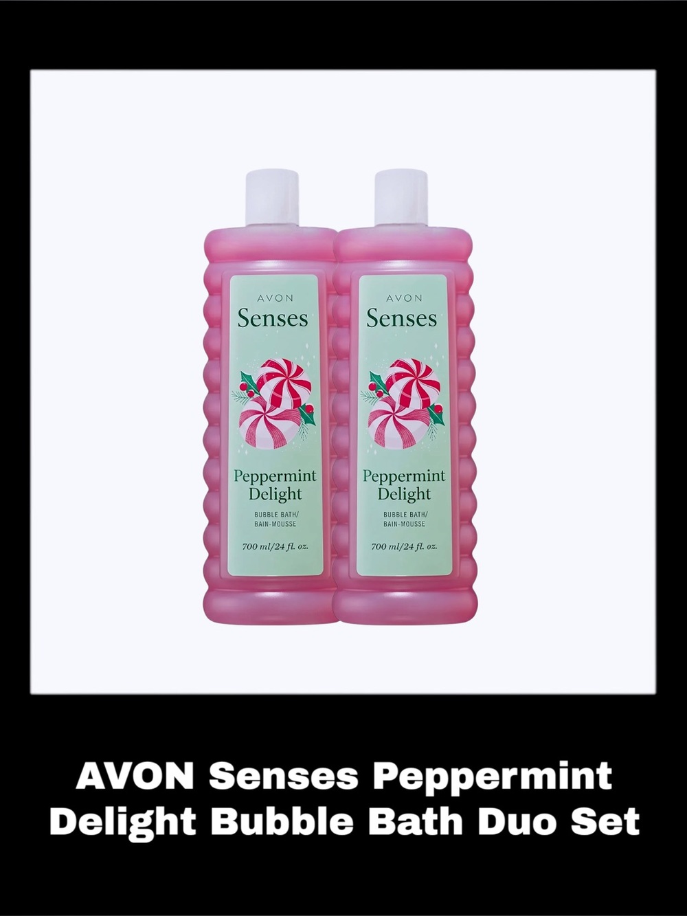 AVON Senses Peppermint Delight Bubble Bath 24.0 Fluid Ounces Bubble Bath Duo Set